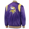 Minnesota vikings prime time full snap satin varsity jacket purple 1