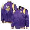 Minnesota vikings prime time full snap satin varsity jacket purple 3