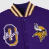 Minnesota vikings purple grey full snap wool front view