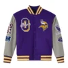 Minnesota vikings purple grey full snap wool jacket