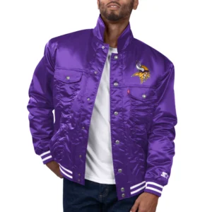 Minnesota vikings silver tab trucker satin varsity jacket purple 1