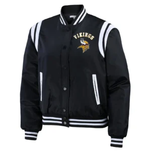 Minnesota vikings wear by erin andrews womens bomber jacket black 1