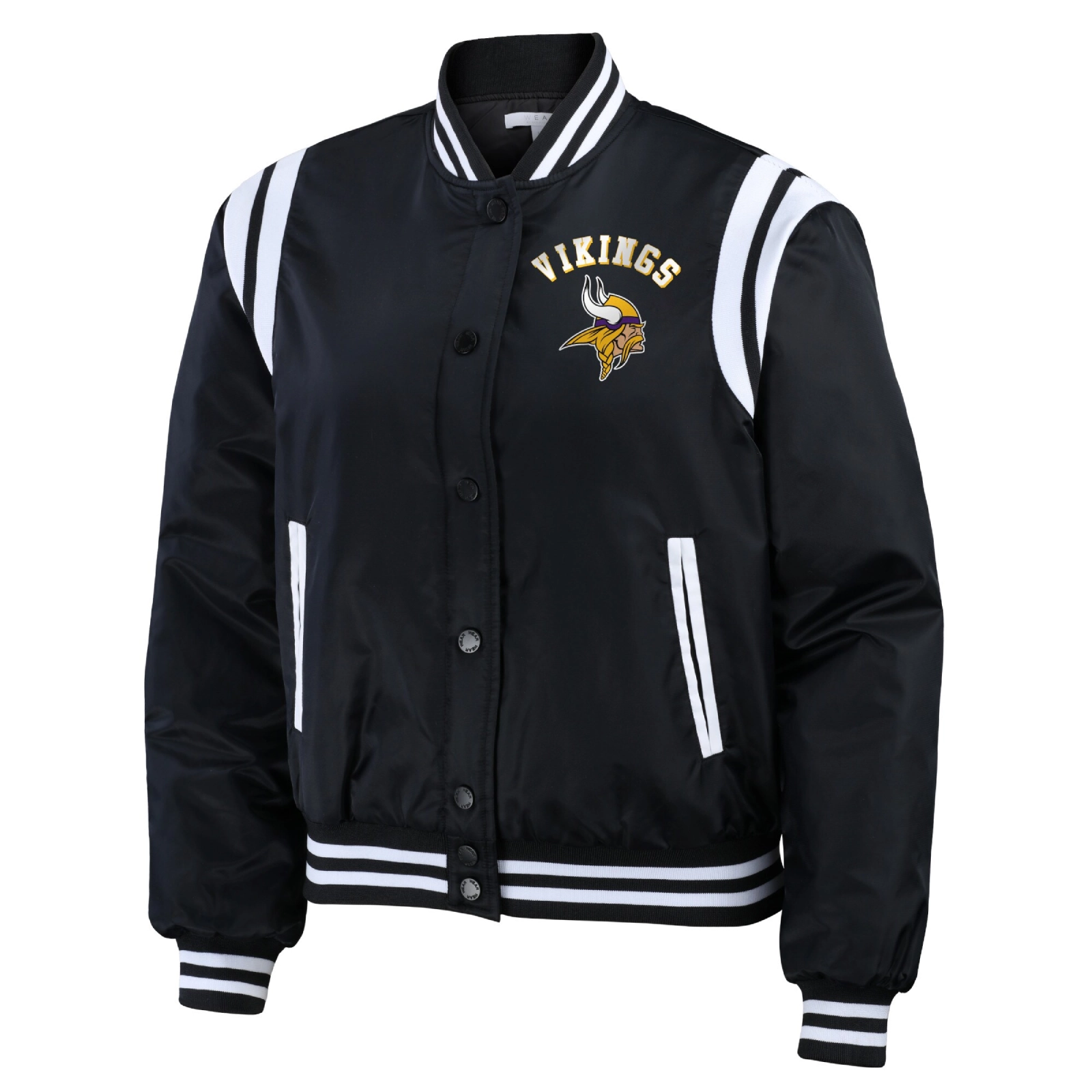 Minnesota vikings wear by erin andrews womens bomber jacket black 1