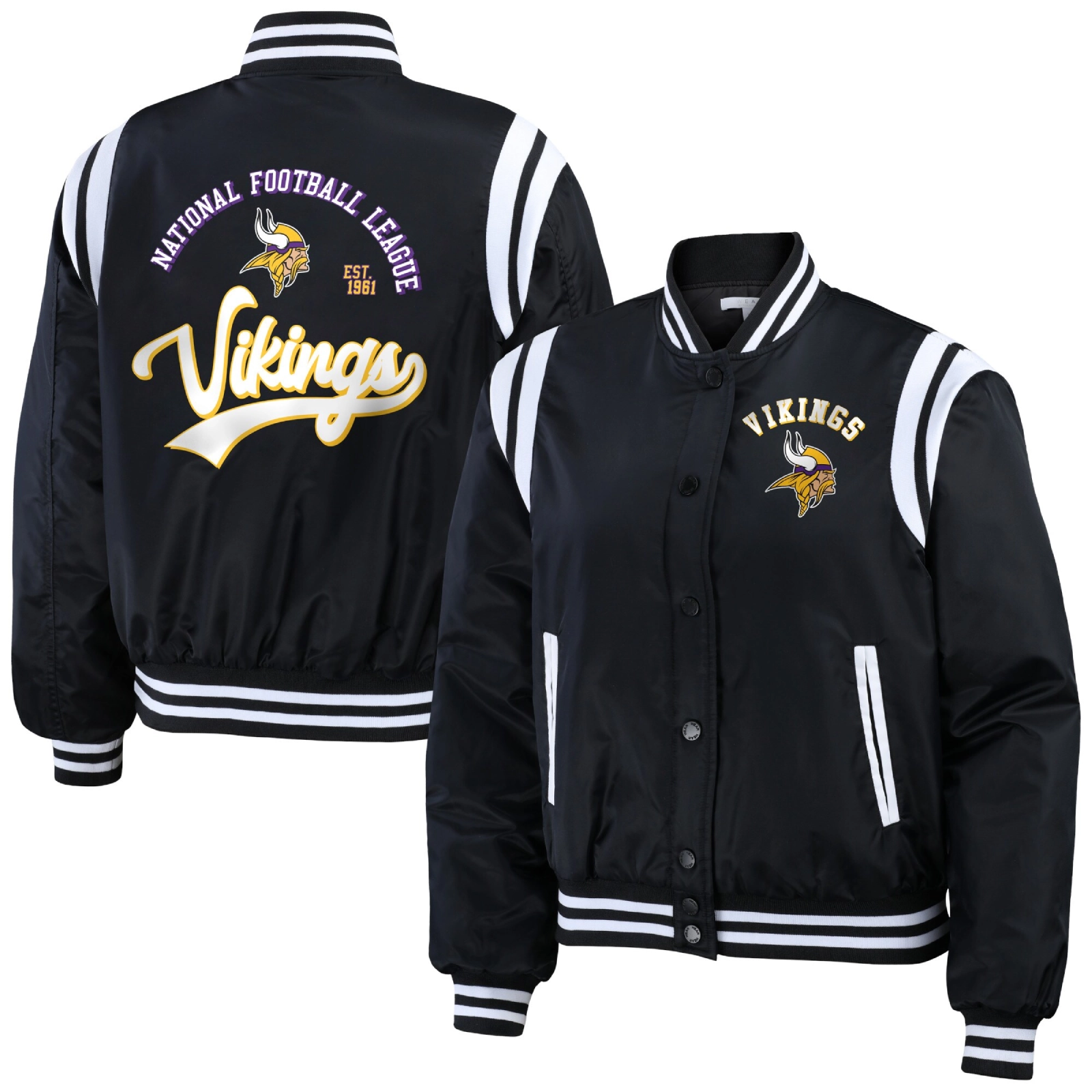 Minnesota vikings wear by erin andrews womens bomber jacket black 3