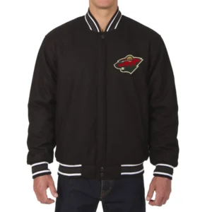 Minnesota wild front hit black wool jacket