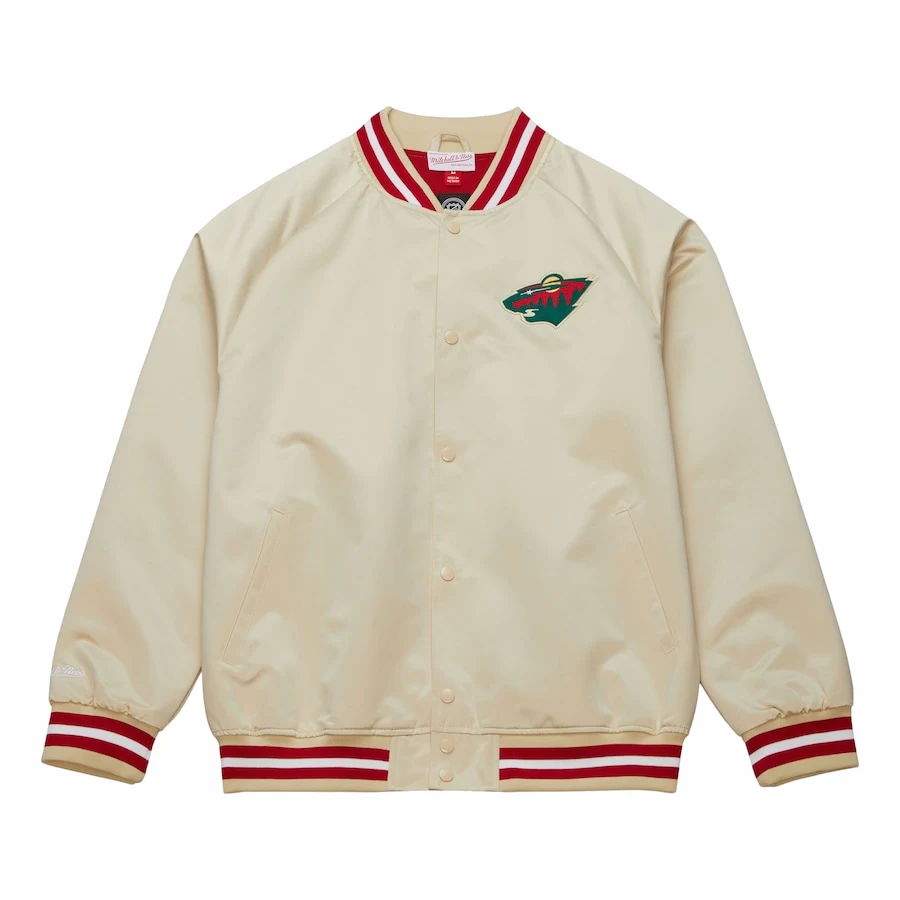 Minnesota wild raglan full snap satin varsity jacket 1