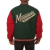 Minnesota wild two tone wool varsity jacket green red 1 1