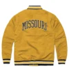 Missouri sailor tiger ribbed knitted satin varsity jacket yellow 1 1