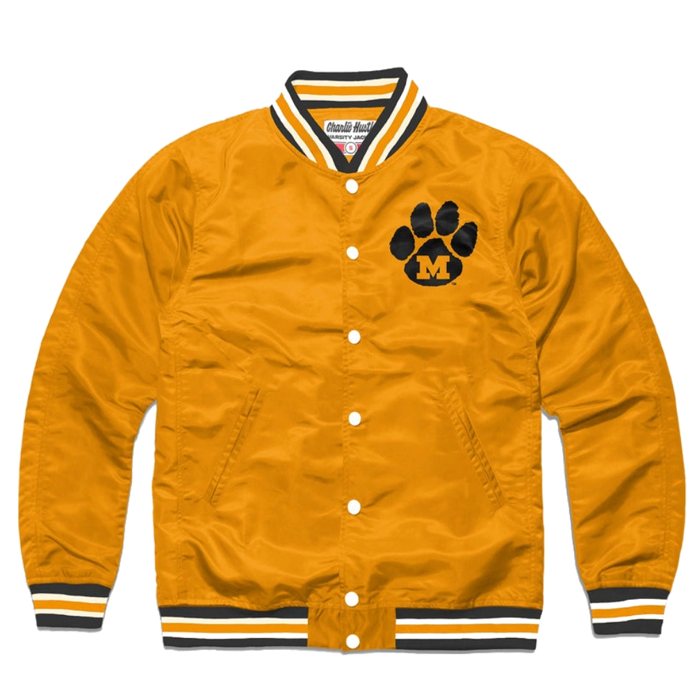 Missouri tigers logo varsity jacket yellow 1