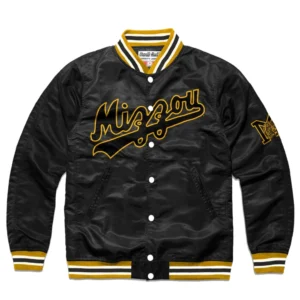 Mizzou script full snap varsity jacket black 1