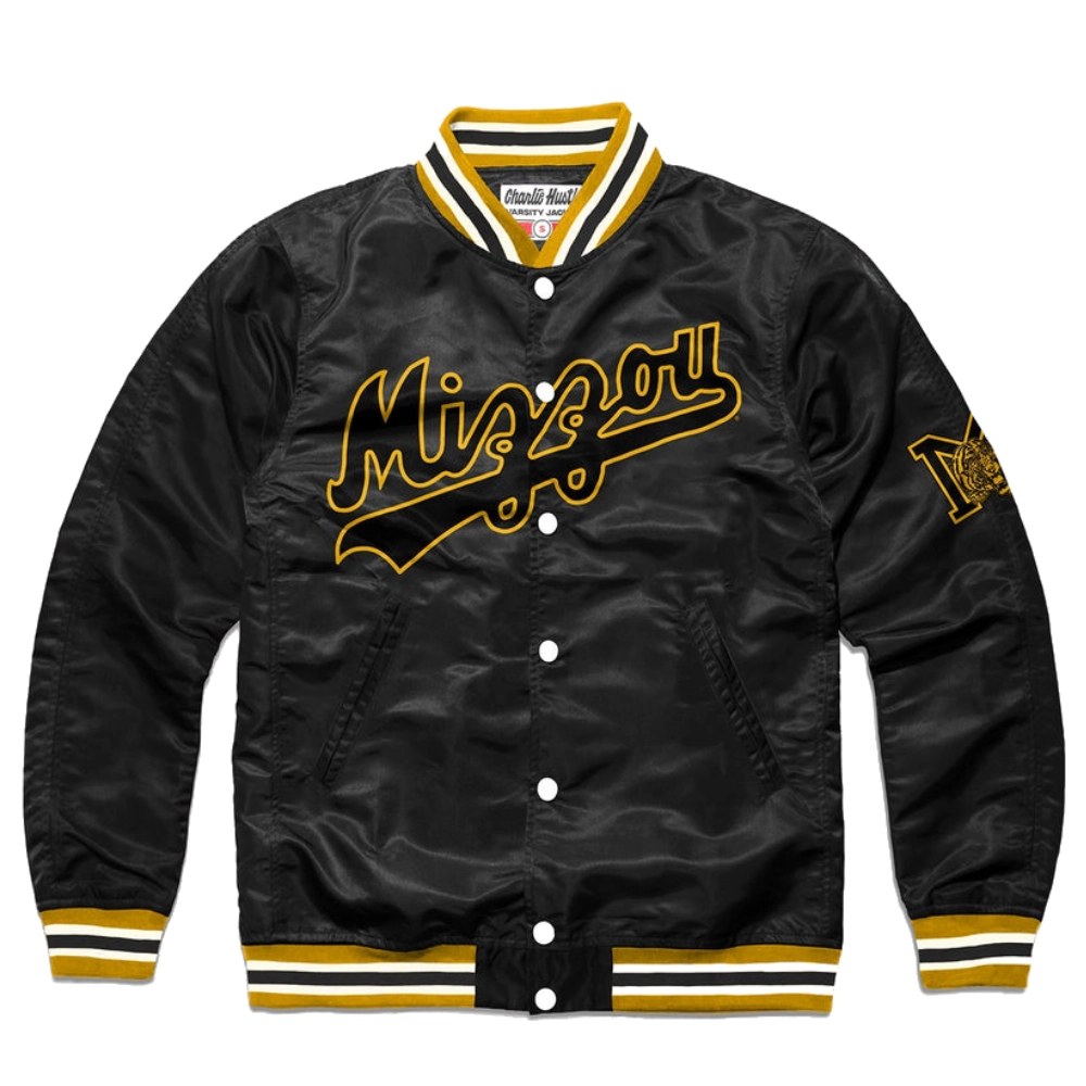 Mizzou script full snap varsity jacket black 1