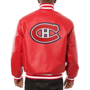 Montreal canadiens full real leather varsity jacket red 1 1