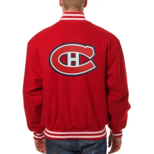 Montreal canadiens one color wool varsity jacket red 1 1