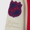Montreal canadiens red and cream full snap wool leather jacket