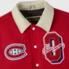 Montreal canadiens red full snap wool leather front jacket