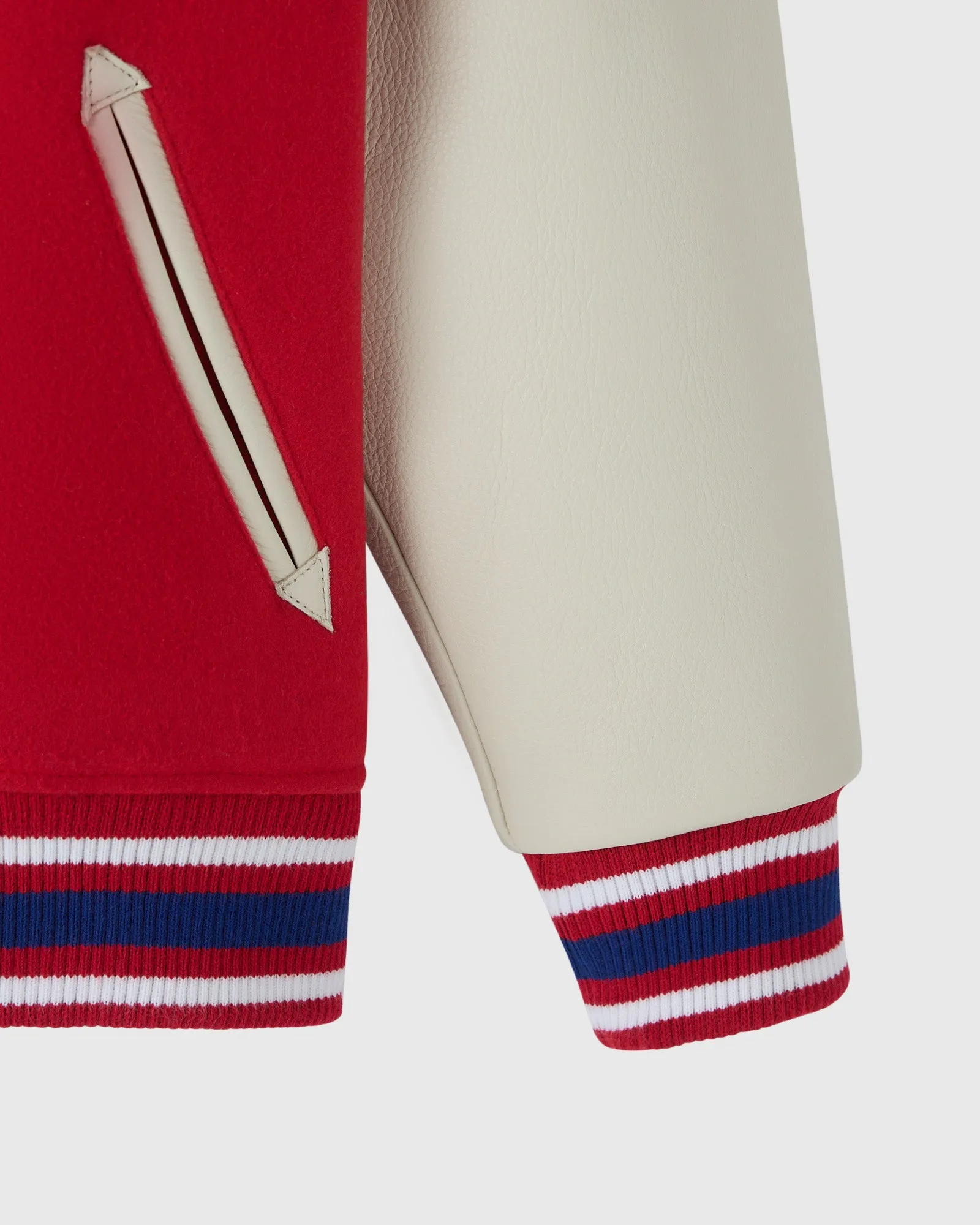 Montreal canadiens red full snap wool leather sleeves