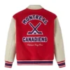 Montreal canadiens redcream full snap wool leather jacket