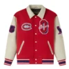 Montreal canadiens redcream full snap wool leather varsity jacket