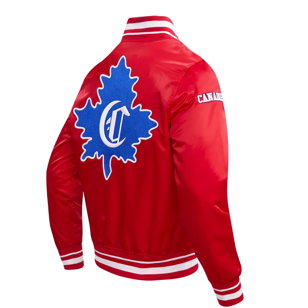 Montreal canadiens retro classic full snap satin varsity jacket red 3