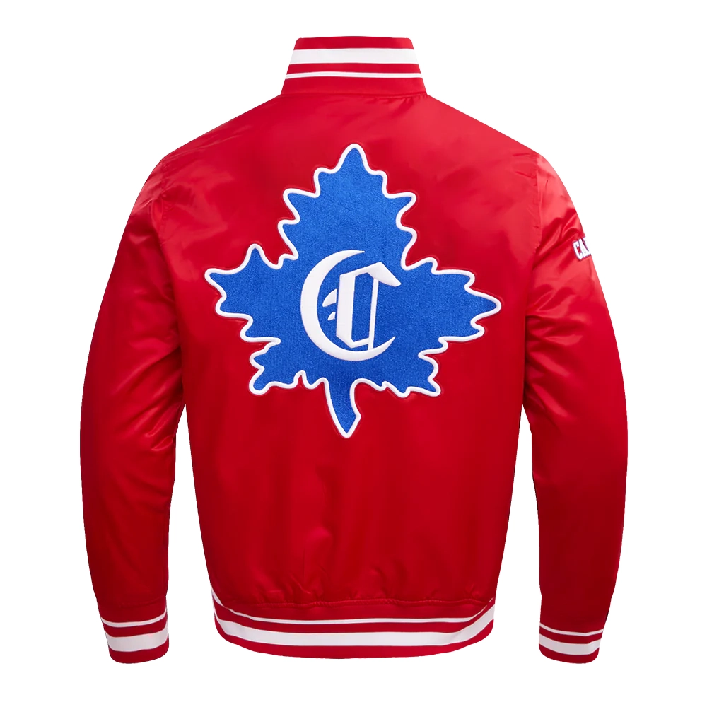 Montreal canadiens retro classic full snap satin varsity jacket red 4