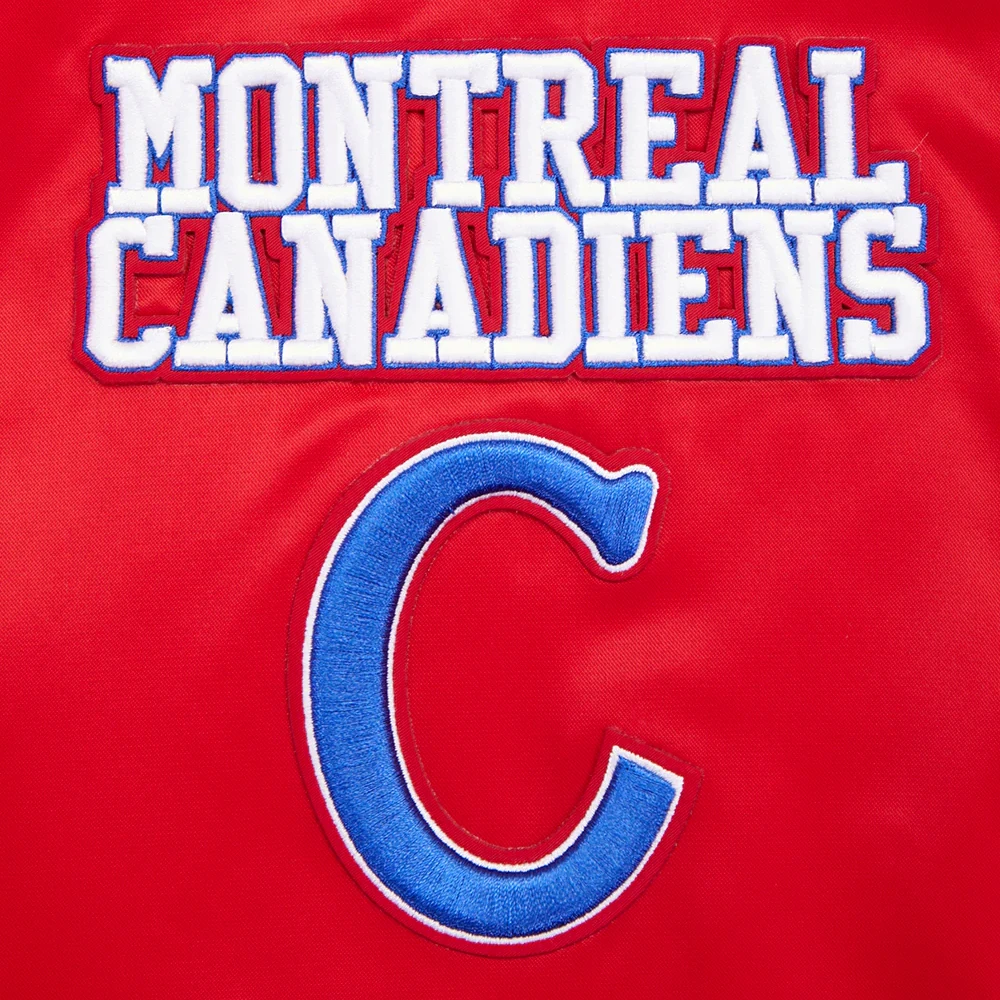 Montreal canadiens retro classic full snap satin varsity jacket red 8