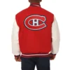 Montreal canadiens two tone wool leather varsity jacket red white 1 1
