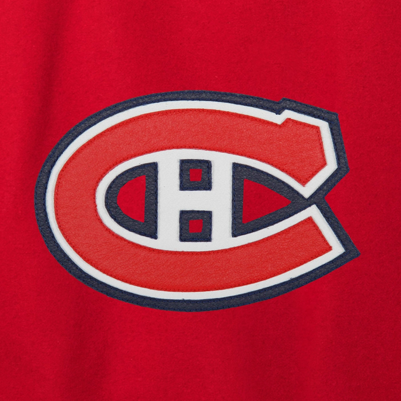 Montreal canadiens two tone wool leather varsity jacket red white 2 1