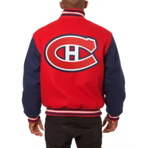 Montreal canadiens two tone wool varsity jacket red navy 1 1