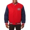 Montreal canadiens two tone wool varsity jacket red navy 1