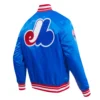 Montreal expos retro classic full snap satin varsity jacket blue 3