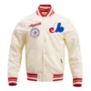 Montreal expos retro classic full snap satin varsity jacket cream 1