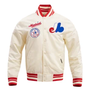 Montreal expos retro classic full snap satin varsity jacket cream 1
