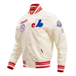 Montreal expos retro classic full snap satin varsity jacket cream 2