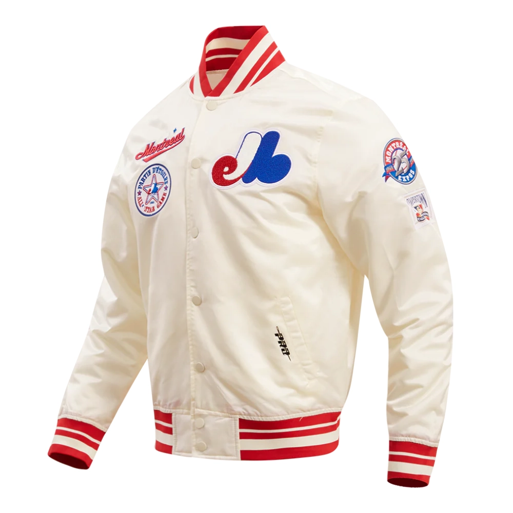 Montreal expos retro classic full snap satin varsity jacket cream 2