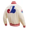 Montreal expos retro classic full snap satin varsity jacket cream 3