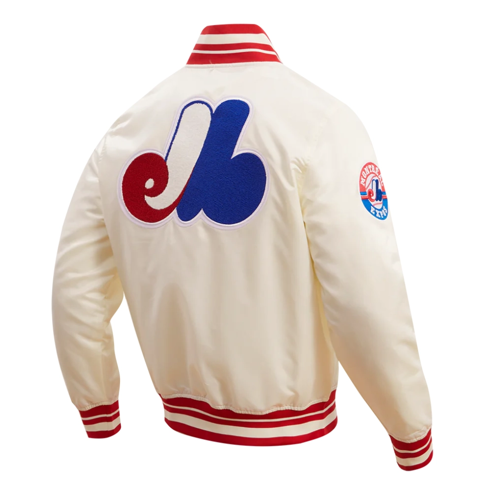 Montreal expos retro classic full snap satin varsity jacket cream 3