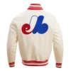 Montreal expos retro classic full snap satin varsity jacket cream 4
