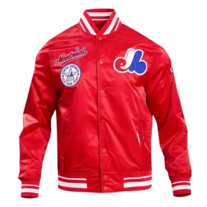 Montreal expos retro classic full snap satin varsity jacket red 1