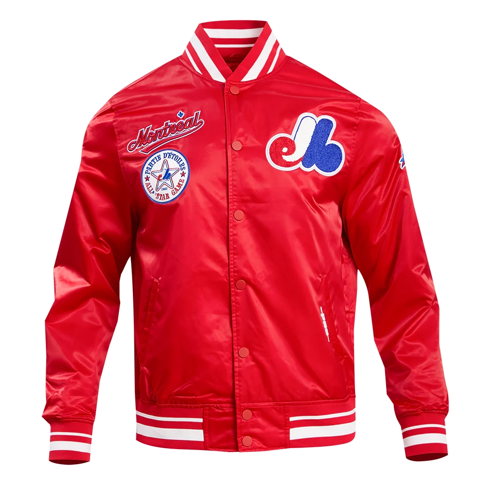 Montreal expos retro classic full snap satin varsity jacket red 1