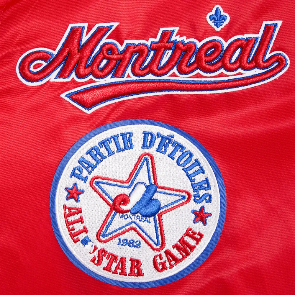 Montreal expos retro classic full snap satin varsity jacket red 5