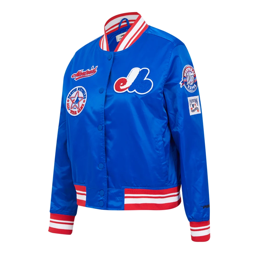Montreal expos retro classic womens full snap satin varsity jacket blue 2