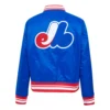 Montreal expos retro classic womens full snap satin varsity jacket blue 4