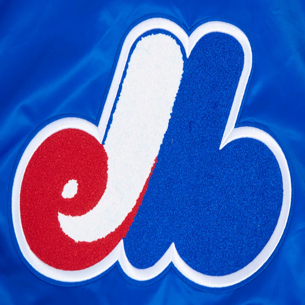 Montreal expos retro classic womens full snap satin varsity jacket blue 5
