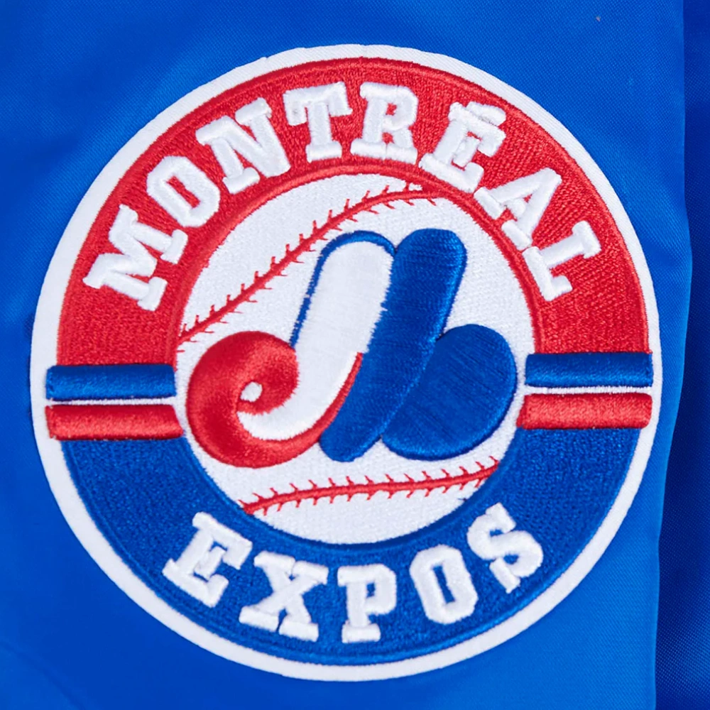 Montreal expos retro classic womens full snap satin varsity jacket blue 8