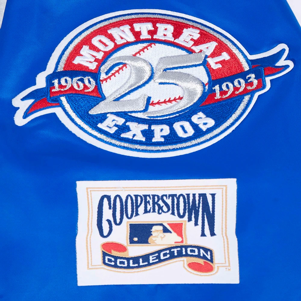 Montreal expos retro classic womens full snap satin varsity jacket blue 9