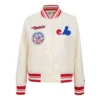 Montreal expos retro classic womens full snap satin varsity jacket cream 1