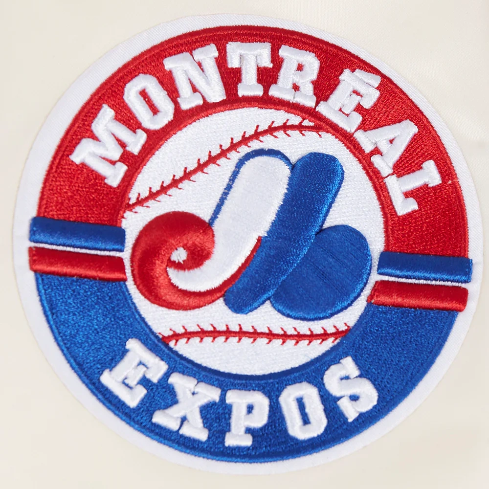 Montreal expos retro classic womens full snap satin varsity jacket cream 6