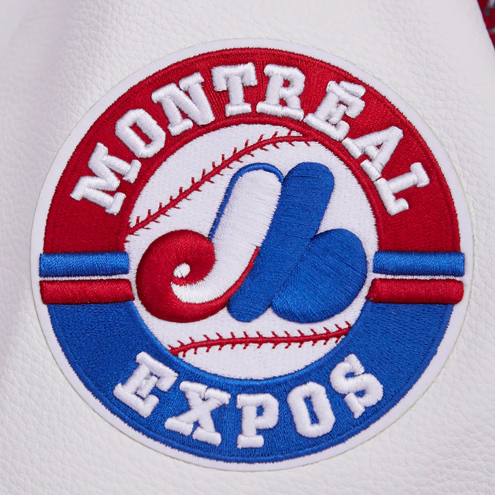 Montreal expos retro classic womens wool leather varsity jacket blue white 10