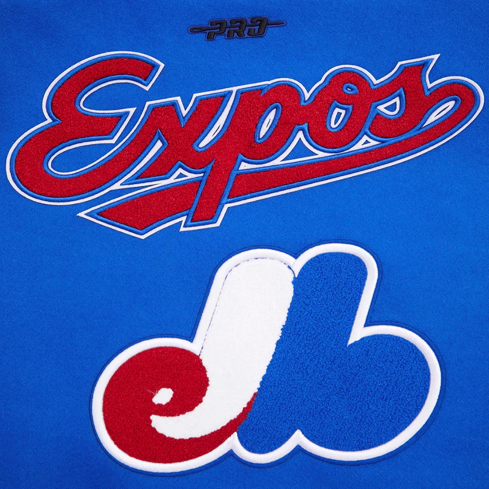 Montreal expos retro classic womens wool leather varsity jacket blue white 5