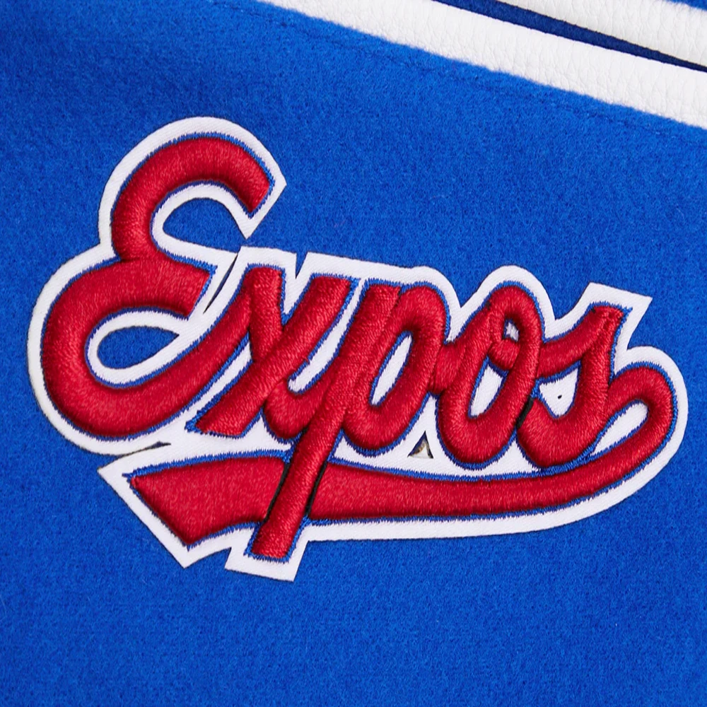 Montreal expos retro classic womens wool leather varsity jacket blue white 6